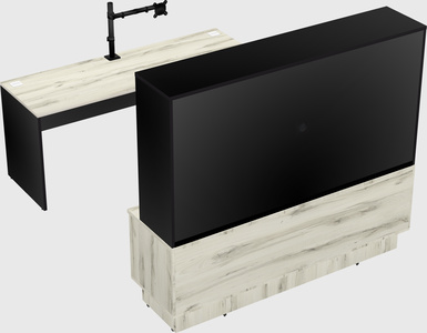 Parallel desk with low credenza