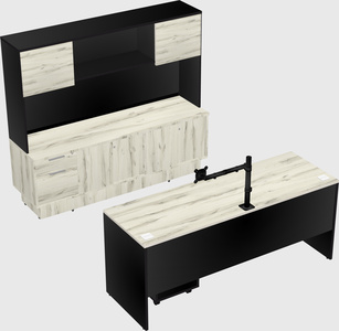 Parallel desk with low credenza