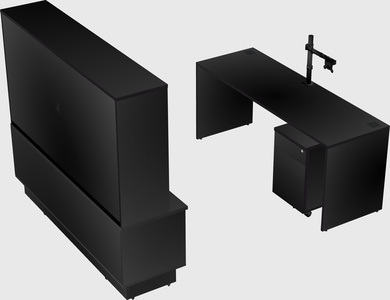 Parallel desk with low credenza