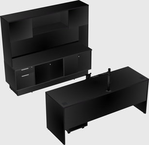Parallel desk with low credenza