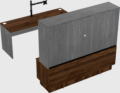 Parallel desk with low credenza