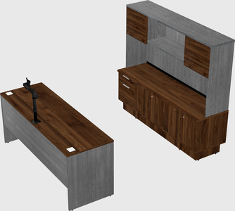 Parallel desk with low credenza