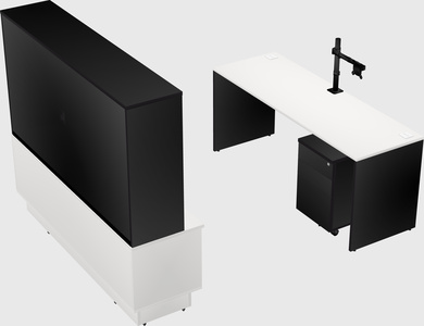 Parallel desk with low credenza