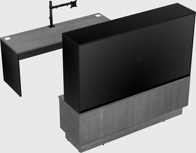 Parallel desk with low credenza