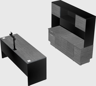 Parallel desk with low credenza