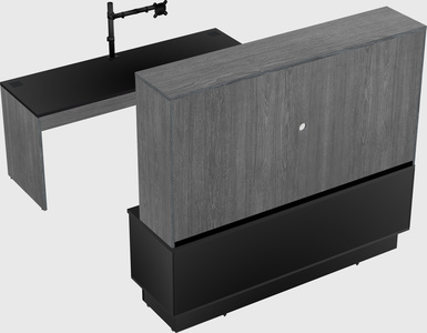 Parallel desk with low credenza