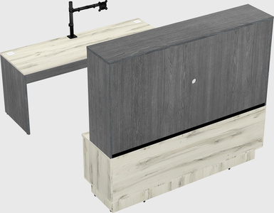 Parallel desk with low credenza