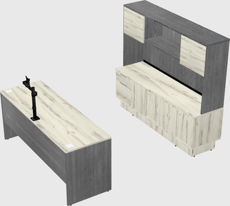 Parallel desk with low credenza