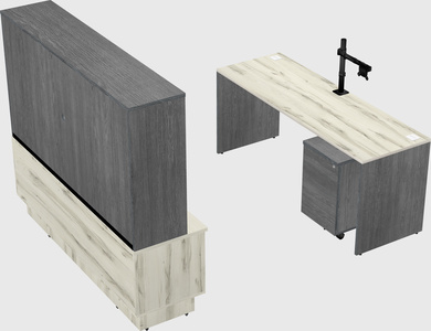 Parallel desk with low credenza