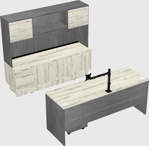 Parallel desk with low credenza