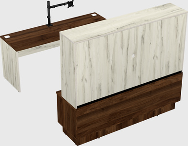 Parallel desk with low credenza