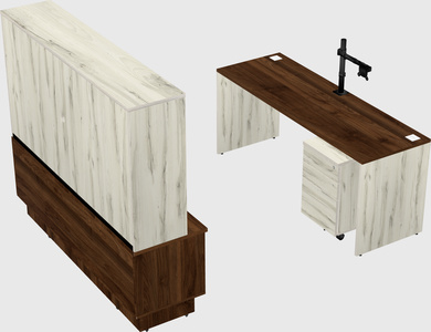 Parallel desk with low credenza