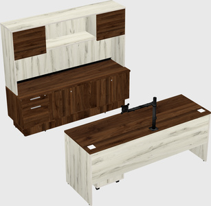 Parallel desk with low credenza