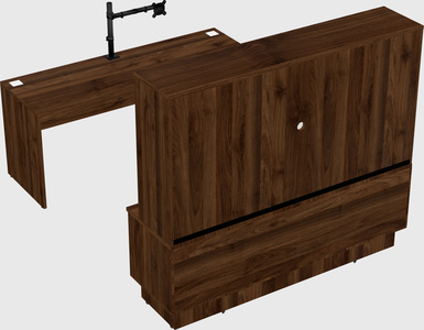 Parallel desk with low credenza
