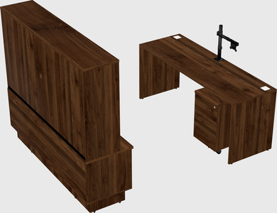 Parallel desk with low credenza