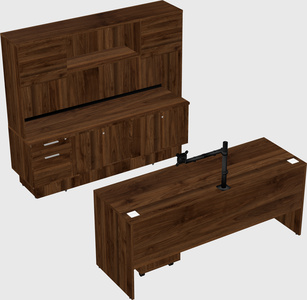 Parallel desk with low credenza