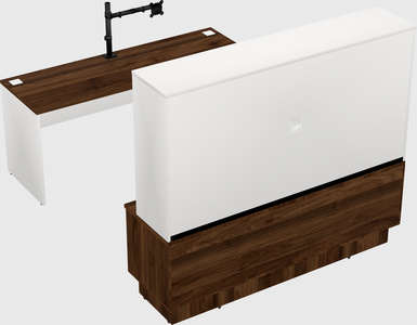 Parallel desk with low credenza