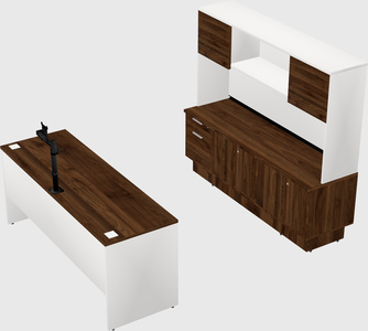 Parallel desk with low credenza