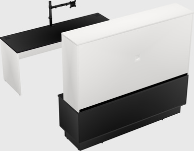 Parallel desk with low credenza