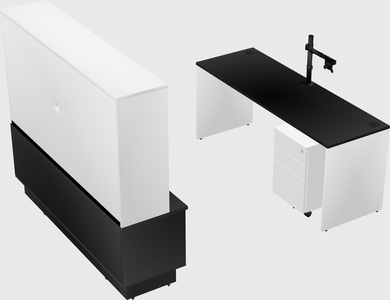Parallel desk with low credenza
