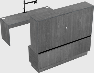 Parallel desk with low credenza