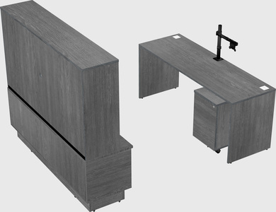 Parallel desk with low credenza
