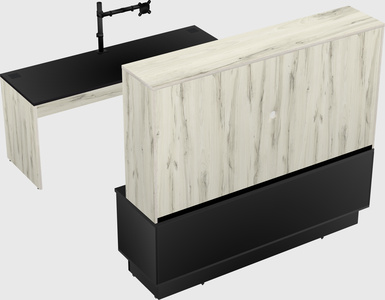 Parallel desk with low credenza