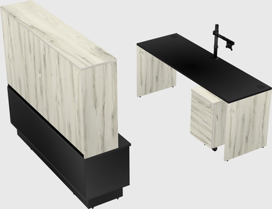 Parallel desk with low credenza