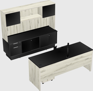 Parallel desk with low credenza