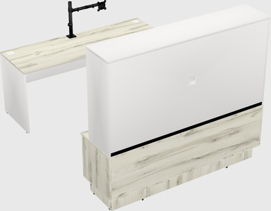 Parallel desk with low credenza