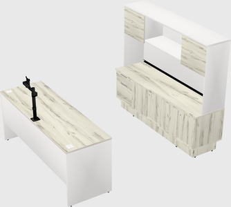 Parallel desk with low credenza