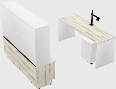 Parallel desk with low credenza