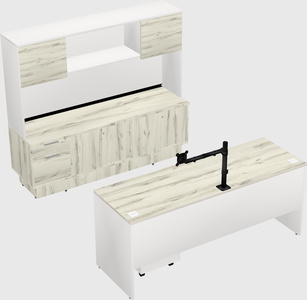 Parallel desk with low credenza