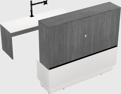 Parallel desk with low credenza