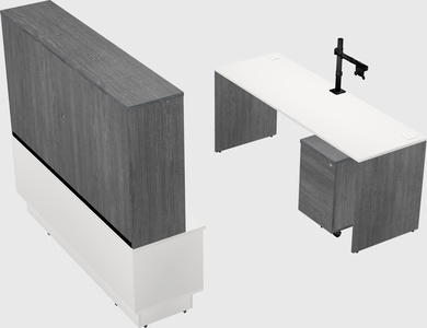 Parallel desk with low credenza