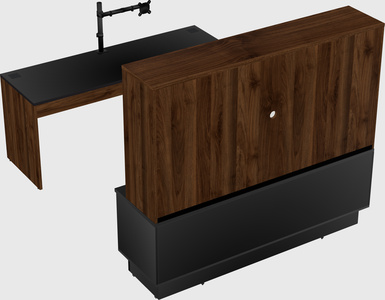 Parallel desk with low credenza