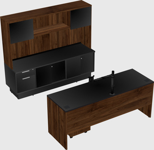 Parallel desk with low credenza