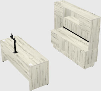 Parallel desk with low credenza