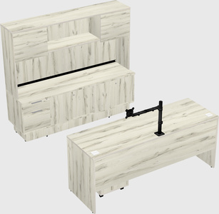 Parallel desk with low credenza