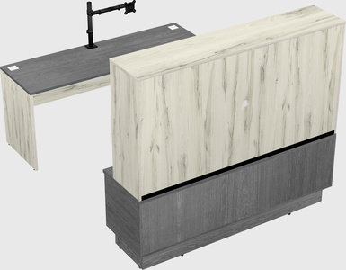 Parallel desk with low credenza