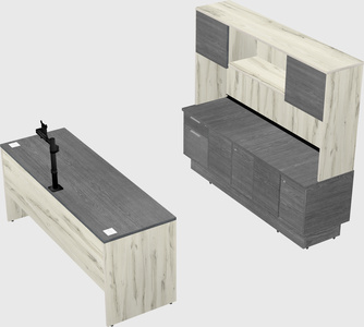 Parallel desk with low credenza