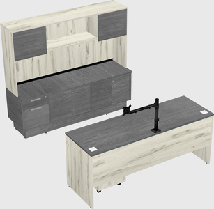 Parallel desk with low credenza
