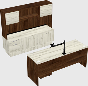 Parallel desk with low credenza