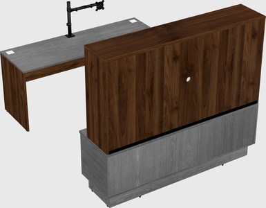 Parallel desk with low credenza