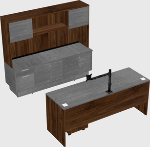 Parallel desk with low credenza