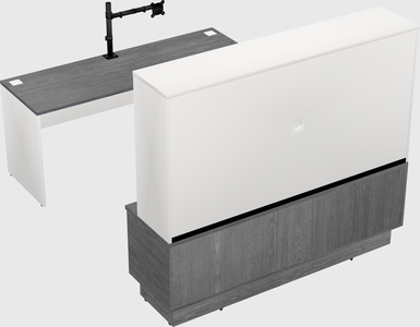 Parallel desk with low credenza