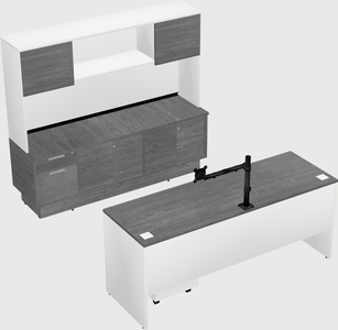 Parallel desk with low credenza