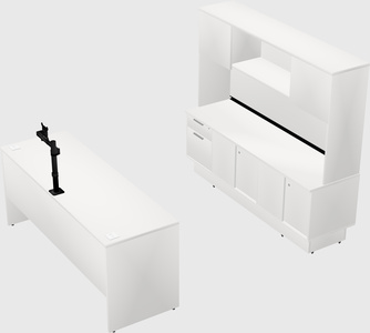 Parallel desk with low credenza