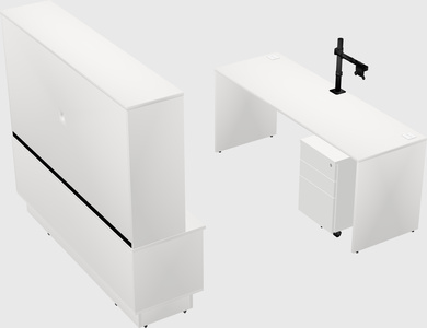 Parallel desk with low credenza