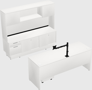 Parallel desk with low credenza